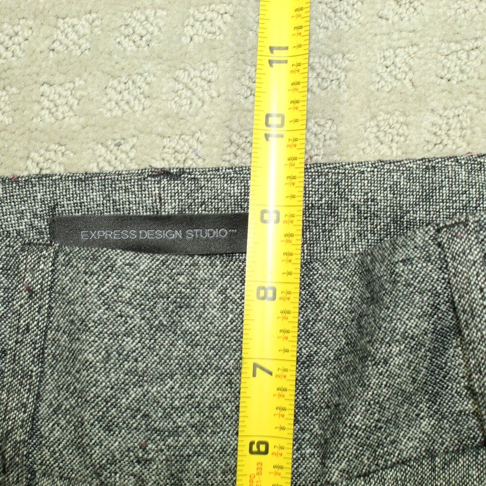 Express Editor Size 0 Black White Tweed Wool Blend Fully Lined Cuffed Pants - Picture 7 of 7